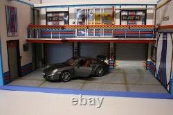 Diorama 1/18 atelier garage Martini Porsche LEDS 118 no car 51x28x30 cm