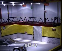 Diorama BIG garage atelier mécanique 1/18 pour 4 voitures éclairage LED