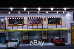 Diorama atelier garage Ferrari 1/43 49.5 x25.5 x 18.5 cm + éclairage led no car