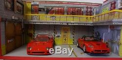 Diorama atelier garage Ferrari Scuderia 1/18 sans voiture car Eclairage LED