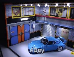 Diorama atelier garage PORSCHE 1/18 sans voiture no the car Eclairage LED P911