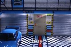 Diorama garage atelier mécanique 1/18 Porsche Team Martini 1/18 éclairage LED