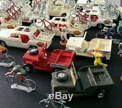 Important Lot Miniatures (Ancien) Tour de France, Salza, Voitures vélo Motos