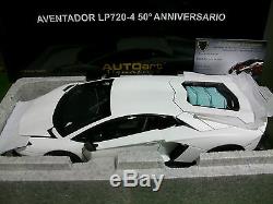 LAMBORGHINI AVENTADOR LP720-4 blanc 50th ANNIVERSAIRE 1/18 AUTOART 74683 voiture