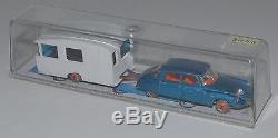 MAJORETTE RAIL ROUTE 215 Citroën DS 21 bleu métallisé + caravane en boîte