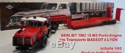 N° 74 BERLIET TBO 15 M 3 Camion Semi Remorque Porte engins MASSOT LYON (69) 1/43