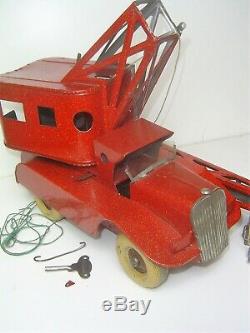 RARE ancien jouet tôle France 30's ROLLET camion-grue BOITE CR CIJ JRD JEP JdeP