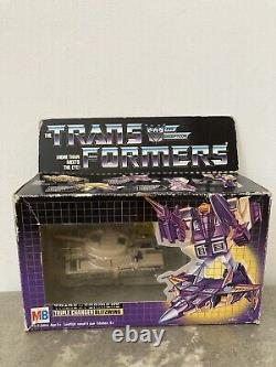 Transformers MB Milton Bradley 85 Blitzwing Complet En Boîte Avec Insert & Bulle