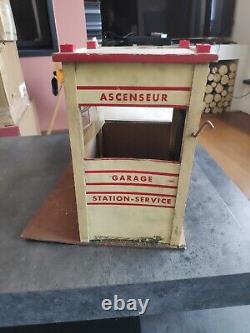 Vintage Avant Guerre Garage Nil Station Service Bois Tole Carton En L'etat