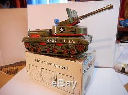 Yonezawa tank ack-ack tin toy tole usa m-57 golden tiger vintage boxed boite